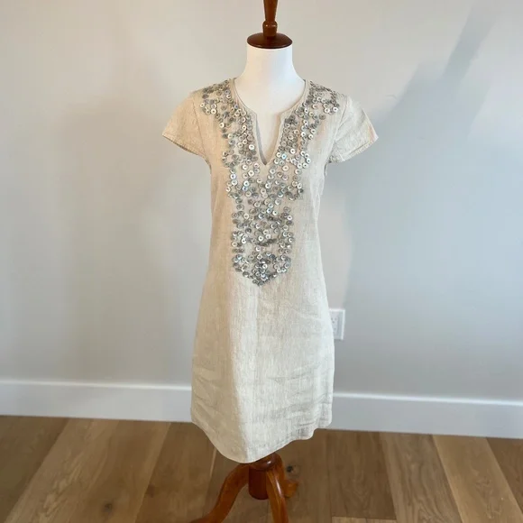 Vineyard Vines | Dresses | Vineyard Vines Beaded Linen Dress | Poshmark